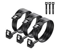Cable Matters Lot de 3 Cable Sata 3, Câble Sata III à Angle Droit de 90 Degrés 60 cm de Ensemble 3 Pièces SATA III 6.0 Gbps, Noir