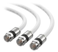 Cable Matters Lot de 3 câbles coaxiaux RG6 CL2 encastrés dans le mur (CM) quadruple blindé de 0,5 m, câble coaxial RG6 pour TV, routeur numérique, récepteur satellite et plus encore, en blanc