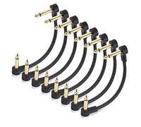 Cable Matters Pack de 8 câbles de raccordement pour guitare tressés de 15 cm (Câble patch pour guitare, Cordons patch guitare) avec des connecteurs plaqués or en noir