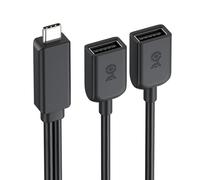 Cable Matters Séparateur USB-C mâle vers double USB-A femelle 1 entrée 2 sorties - 0,3m, Hub séparateur USB-C vers USB avec transfert de données 480Mbps, support de charge BC 1.2