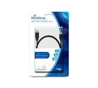 Câble MediaRange MRCS160 USB 3.2 Gen 1 (3.1 Gen 1) USB-A vers USB-C 1.2m Noir, Débit 5Gbit/s, Contacts Nickel, AWG 30
