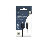 Câble MediaRange MRCS214 USB-C vers USB-C 1.2m USB 3.2 Gen 1 (3.1 Gen 1) Noir, débit 10 Gbit/s, Power Delivery 100W
