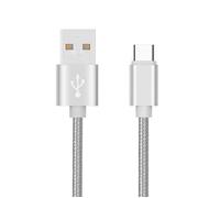 Cable Metal Tresse Type C pour CROSSCALL TREKKER-X4 Chargeur USB 1m Reversible Connecteur Syncronisation Nylon (ARGENT)