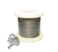 Câble métallique en acier inoxydable 304 avec 50 manchons - Câble résistant pour balustrade, plantes grimpantes, pergola (0,5-5 mm x 10-100 m) (0,5 mm x 30 m)