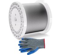 Câble métallique VEVOR, Ф6,35 mm x 76,2 m, câble en acier au carbone galvanisé avec gants, résistance à la rupture 31,1 kN, 7 x 19 torons, qualité construction, marine & aviation