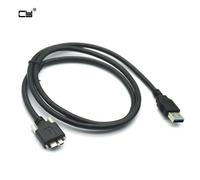 Câble Micro B USB 3.0 5Gbps de couleur noire, cordon de connexion à vis de verrouillage pour montage sur panneau, 60cm 100cm 150cm 3m 5m