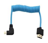 Câble Micro Hdmi 4K 8K À Angle Droit Haute Vitesse Pour Atomos Ninja V Ultra, Sony Zv-E10 A7C A7R4 A6700, Canon R6Ii R5C R10, Lumix S5 S9 G100, Fujifilm X-T50, Bleu Tressé Spiralé,[SHY9291624]