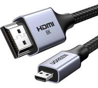 UGREEN Câble Micro HDMI vers HDMI 4K 60Hz Câble Micro HDMI Mâle vers HDMI Mâle Supporte 3D Ethernet ARC Nylon Tressé Compatible avec Asus Zenbook Raspberry Pi 4 Gopro Hero 7 6 5 (1M)