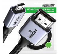 UGREEN Câble Micro HDMI vers HDMI 4K 60Hz Câble Micro HDMI Mâle vers HDMI Mâle Supporte 3D Ethernet ARC Nylon Tressé Compatible avec Asus Zenbook Raspberry Pi 4 Gopro Hero 7 6 5 (2M)