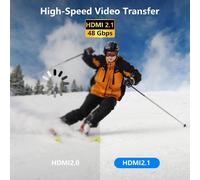 Câble micro HDMI vers HDMI 8K, câble spiralé Ultra HD haute vitesse HDMI vers micro HDMI 2.1, prend en charge 8K 4K 3D et HDR dynamique jusqu'à 48 Gbit/s