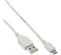 INTOS ELECTRONIC AG InLine 0.5m USB 2.0 A - Micro B câble USB 0,5 m USB A Micro-USB B Blanc - Câbles USB (0,5 m, USB A, Micro-USB B, 2.0, Male Connector/Male Connector, Blanc)