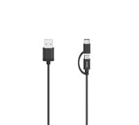 Câble micro-USB, 2 en 1, avec adaptateur USB-C, USB 2.0, 0,75 m