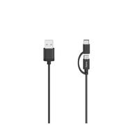 Câble micro-USB, 2 en 1, avec adaptateur USB-C, USB 2.0, 0,75 m