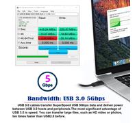 Câble micro USB 3.0 à double vis verrouillable vers USB 3.0 - Câble d'alimentation 5 Gbit/s - Angle gauche à 90 degrés - Pour caméra industrielle VR (3 m)