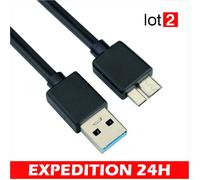Câble Micro USB 3.0 - ZISONIX - Lot de 2 - Compatible Disques Durs Externes - Débit jusqu'à 4,8 Gbit/s - Noir