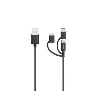 Cable micro-USB, 3 en 1, avec adaptateur USB-C et Lightning, USB 2 .0, 0,75 m,