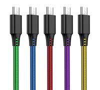 Câble micro USB [5 pièces, 2 M] Câble chargeur Android PVC Câble USB Micro USB Compatible avec Samsung Galaxy S7/S6/S5, Huawei, Sony, Nexus, HTC, PS4