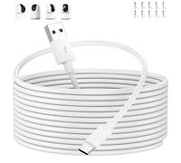 Câble Micro USB 8m, Long Câble Chargement pour Mi 360° Home Security Camera 2K Pro/360° Home Caméra Sécurité 2K/Smart Camera C300 C200, Type A vers Micro USB Cable Charge pour Caméra Sécurité, blanc