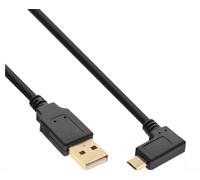 Câble Micro USB MicroConnect, noir, 0,5 m, USB A - Micro USB B 5 broches coudé,