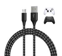 Cable Micro USB pour Xbox 3m Tresse en Nylon USB-A à Micro-B [2 Pack] Câble de Chargeur Micro USB pour Manettes Xbox 18W 480Mbps - Chargeur USB-A - Accessoires de Jeux - Blanc/Noir