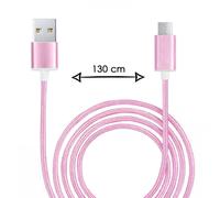 Câble Micro Usb Pour Zte Avid 579 Câble Usb Tressé Nylon 1,3 Mètre Câble Charge/Synchro Rapide-Transfert De Données - Rose