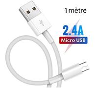 Câble Micro USB - STRAßE TECH - 1 m - Chargeur Rapide - Compatible Samsung A10 S6 S7 J4 J5 J6 J7 A6 - Blanc