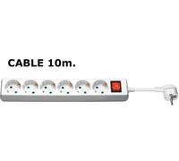 MicroConnect Multiprise sur câble 10 m, 6 prises Schuko avec interrupteur et protection enfants, conforme CE