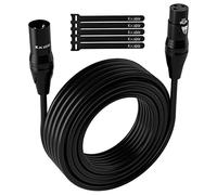 Câble microphone XLR de 2,9 m, 3 broches blindé mâle vers femelle, câble DMX pour amplificateur, studio d'enregistrement, lumière, haut-parleur, mixeur avec 5 attaches de câble - 23 m