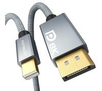 Câble Mini DisplayPort vers DisplayPort 1.4, Mini DP 1.4 vers DP 8K, 8K60Hz 5K120Hz 4K144Hz 4K120Hz 2K240Hz, HDR G-Sync FreeSync Thunderbolt 2 DP Câble pour MacBook (avant 2017), HP Dell Laptop, PC