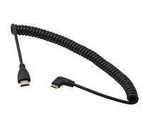 Câble mini HDMI mâle vers HDMI mâle Cerrxian - Prise à angle droit - Plaqué or - Adaptateur - Câble spirale - Fonctionne avec 3D, 1080 p