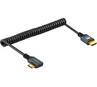 Câble Mini HDMI vers HDMI Spiralé à 90° Câble Mini HDMI vers HDMI à Angle Droit Compatible 4K/3D 1080p Extensible jusqu'à 1,5M