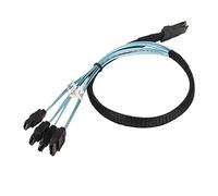 Câble Mini SAS vers 4 SATA, Contrôleur Hôte 7 Broches 12 Gbit/s SFF 8087 vers Fond de Panier Cible SATA 7 Broches, Contacteur plaqué Or en Cuivre étamé pour Châssis de Bureau (0,5 m)