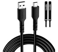 Câble mini USB 2.0 de 2,4 m de long vers mini B compatible avec manette PS3, lecteur MP3, appareil photo numérique, microphone Yeti et plus encore avec 2 serre-câbles - 2,4 m