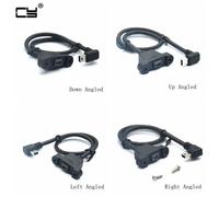 Câble Mini USB mâle à Mini USB femelle, 10 pièces, coudé à 90 degrés, avec vis de 30cm, Type d'extension monté sur panneau