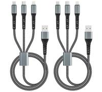 Cable Multi Chargeur 1.2M/Lot de 2, 3 en 1 Cable Universel Nylon cable USB Multi Embout avec Câble Micro USB Type C Lightning pour iPhone,Samsung,Xiaomi,Huawei,Honor,Sony,LG, Nokia,Android,OnePlus,PS5