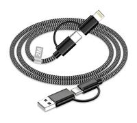 Cable Multi Chargeur 2M, 4 en 1 Cable Multi USB Tressé cable multi Embout 60W Charge Rapid USB A/USB C vers Câble Lightning,Type A/Type C vers Câble USB C pour iPhone, iPad, Samsung, Android, Xiaomi