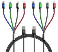 Câble Multi Chargeur 2Pack de 1,8m Multi USB Câble de Charge Adaptateur 4 en 1 Multi Rapide Câble USB avec IP/Micro USB/Type C Port pour Téléphone Portable/IP/Samsung Galaxy/Huawei/Ps/Tablette pc etc