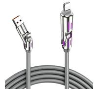 Cable Multi Chargeur, 4-en-1 USB A Type C Cable, Universel Charge Rapide 2M | Avec Type-C USB-A Lightning, pour iPhone 15 14 13 12 11 10 9 8 7 6 Series, iPad, Avec des lumières colorées