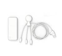 Câble Multi Chargeur USB et Batterie Externe 7000mAH -Câble Multi USB 4 en 1 : USB C, USB, Lighting et Micro USB et Batterie Externe Charge Rapide - Mr Bio Pack Hepta Blanc Xoopar