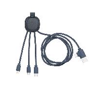 Câble multi-connecteurs Iné Smart Long 1m en cuir recy onction NFC Bleu