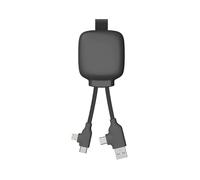 Câble Multi-Connecteurs USB 4 en 1 - Chargeur Universel et Batterie Externe 3000 mAh en Plastique Recyclé - Xoopar Gamma Lite Noir