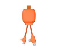 Câble Multi-Connecteurs USB 4 en 1 - Chargeur Universel et Batterie Externe 3000 mAh en Plastique Recyclé - Xoopar Gamma Lite Orange