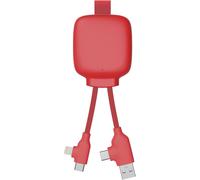 Câble Multi-Connecteurs Usb 4 En 1 - Chargeur Universel Et Batterie Externe 3000 Mah En Plastique Recyclé Gamma Lite Rouge