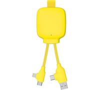 Câble Multi-Connecteurs Usb 4 En 1 - Chargeur Universel Et Batterie Externe 3000 Mah En Plastique Recyclé Gamma Lite Jaune