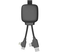 Câble Multi-Connecteurs Usb 4 En 1 - Chargeur Universel Et Batterie Externe 3000 Mah En Plastique Recyclé - Gamma Lite Noir