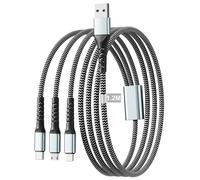 Cable Multi USB 1.2M, 3 en 1 Multi Cable Chargeur avec cable Type C/Micro USB/Lightning, Nylon Tressé Câble USB cable Multi Embout pour iPhone 17 16 15 14 13 12 11 X 7,Samsung, Huawei P60 50,et plus