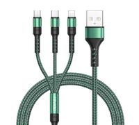 Câble Multi Usb, 3 En 1 Câble Universel [1.2m] Multi Usb Câble De Chargement En Nylon Avec Micro Usb Type C Lightning Câble Pour Iphone, Samsung Galaxy, Huawei, Honor, Oneplus- Vert[Z960]