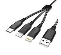 Câble Multi USB, 3 en 1 Multi Chargeur 2M USB Câble en Nylon Tressé avec avec Micro USB Type C Lightn ning Connecteur pour i -phone, Smartphones,Honor, Galaxy , OnePlus, LG, Kindle, Wiko, PS4 et Plus