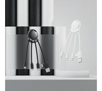 Câble Multi Usb 4 En 1 En Forme De Pieuvre - Chargeur Universel En Plastique Recyclé Issue Des Océans - Prise Usb, Usb-C, Lightning, Micro Usb - Compatible Avec Tous Les Smartphone - Octopus Obp Blanc