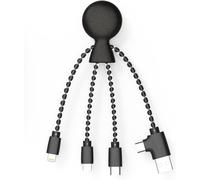 Câble Multi Usb 4 En 1 En Forme De Pieuvre - Chargeur Universel En Plastique Recyclé - Prise Usb, Usb-C, Lightning, Micro Usb - Compatible Avec Tous Les Smartphone - Noir